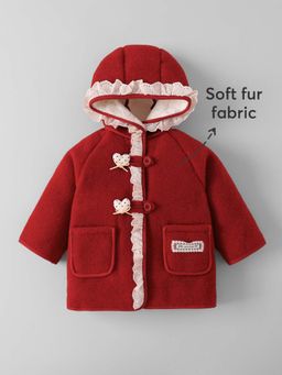 Hopscotch - Girls Red Polyester Solid Long Coat