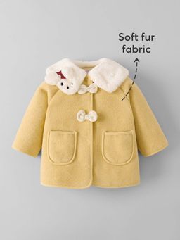 Hopscotch - Girls Beige Polyester Solid/Plain Long Coat