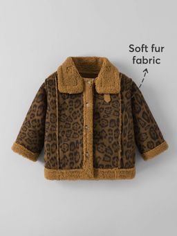 Hopscotch - Girls Brown Polyester Printed Jacket