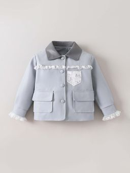 Hopscotch - Girls Grey Polyester Solid/Plain Jacket