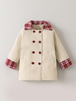 Hopscotch - Girls Beige Polyester Printed Long Coat