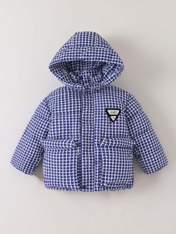 Hopscotch - Boys Navy Blue Polyester Checks Coat