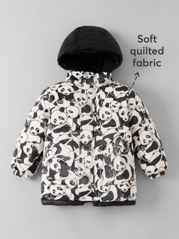 Hopscotch - Boys Black Polyester Printed Long Coat