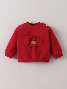 Hopscotch - Boys Red Cotton Blend Solid/Plain Sweatshirt