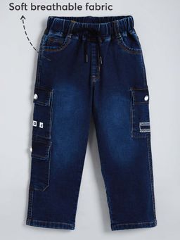 Hopscotch - Boys Blue Cotton Solid/Plain Jeans