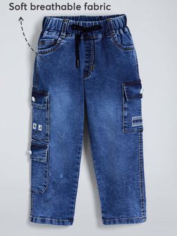 Hopscotch - Boys Blue Cotton Solid/Plain Jeans