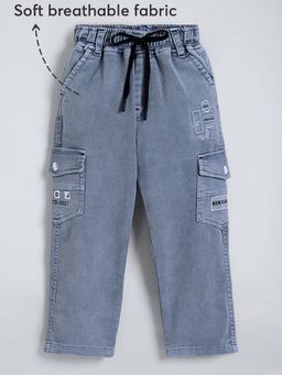 Hopscotch - Boys Grey Cotton Solid/Plain Jeans