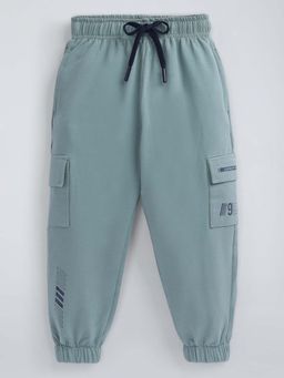 Hopscotch - Boys Blue Cotton Blend Typography Joggers