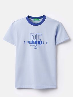 United Colors of Benetton - Boys Blue Polycotton Printed T-shirt