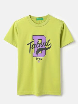 United Colors of Benetton - Boys Green Polycotton Printed T-shirt