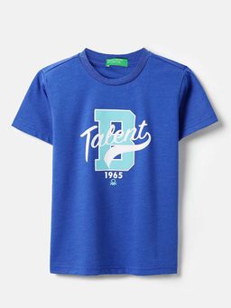 United Colors of Benetton - Boys Blue Polycotton Printed T-shirt