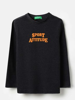 United Colors of Benetton - Boys Black Polycotton Printed T-shirt