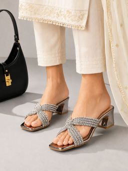 Pelle Albero - Women Metallic Sultan Block Sandals Heels