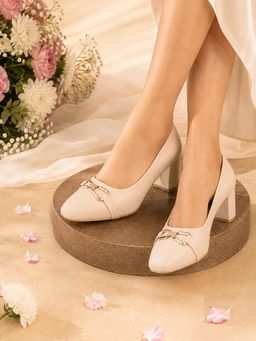 Pelle Albero - Women Cream Block Pumps Heels