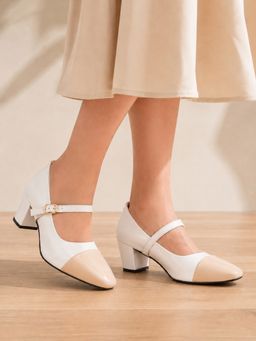 Pelle Albero - Women White Black Block Pumps Heels