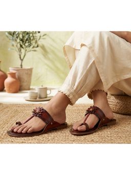 VYSTIQ - Women Step into effortless style with these chic flat Kolhapuris - Red