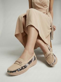 VYSTIQ - Women Leather casual Loafers with soft insole comfortable - Cream