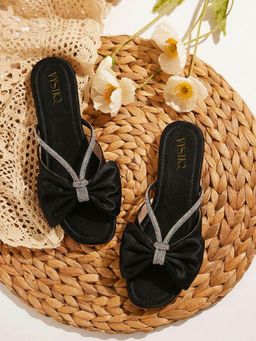 VYSTIQ - Women Comfortable and Soft Insole Bows Flats - Black