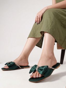 VYSTIQ - Women Comfortable and Soft Insole Bows Flats - Green