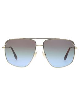 Victoria Beckham - Full UV Protection VB229 Navigator Blue Gradient Lens Metal Frame Sunglasses (61)