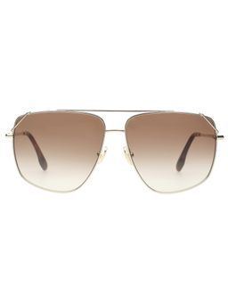 Victoria Beckham - Full UV Protection VB229 Navigator Brown Gradient Lens Metal Frame Sunglasses (61)