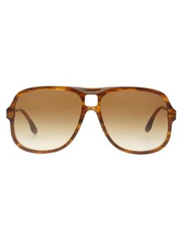 Victoria Beckham - Full UV Protection VB620 Navigator Brown Gradient Lens Zyl Frame Sunglasses (59)