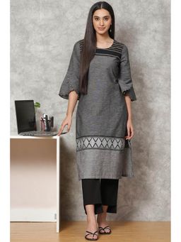 Rangriti - Black Poly Cotton Straight Kurta