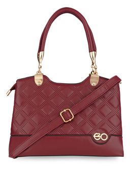 E2O - Fancy Maroon Textured Handbag With Detailing For Women's