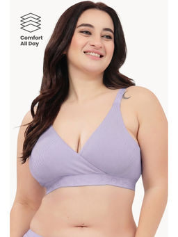 Zelena - 24/7 Maternity and Nursing Sleep Bra Cotton Ribbed Wirefree Bra Lavender