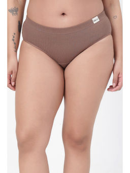 Zelena - Brown Solid Cotton Rib Maternity Hipster Brief