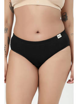 Zelena - Black Solid Cotton Rib Maternity Hipster Brief