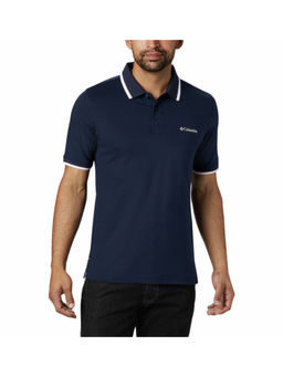 Columbia - Mens Navy Blue Omni-Wick Cove Dome Butte Solid Pique Polo T-Shirt