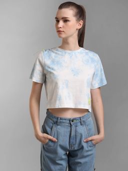 Kazo - White Tie Dye Crop T-Shirt