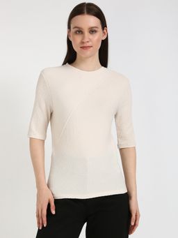 Calvin Klein - Women Off White Solid Casual Top