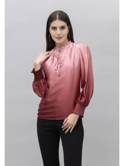 PURYS - Pink Ombre Smocked Satin Top