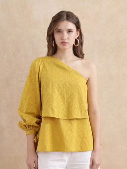 RAREISM - Janvipi Mustard Printed Relaxed Top