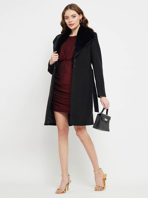 Buy Madame Women Black Coat Online