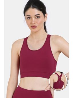 Zivame - Medium Impact Quick Dry Sports Bra with Removable Padding - Beet Red