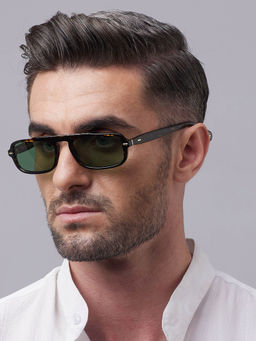 Shisen Fox - Samurai Dark Brown Frame Green Lens Sunglasses (54)