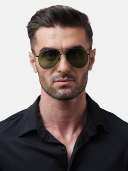 Shisen Fox - Hikoshi Black Frame Green Lens Sunglasses (59)