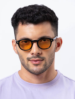 Shisen Fox - Kitframee Black - Brown Frame Orange Lens Sunglasses (46)