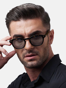 Shisen Fox - Kitframee Dark Brown Frame Blue Lens Sunglasses (46)