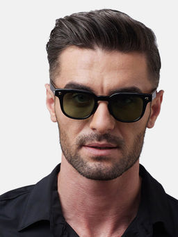 Shisen Fox - Osaka Black - Crystal Frame Green Lens Sunglasses (48)