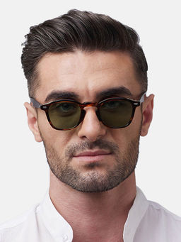Shisen Fox - Niko Brown Bamboo Frame Green Lens Sunglasses (46)
