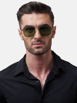 Shisen Fox - Kaen Silver Frame Green Lens Sunglasses (57)