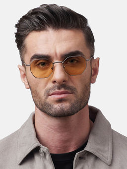 Shisen Fox - Okita Silver - Amber Frame Orange Lens Sunglasses (51)