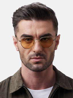 Shisen Fox - Fuji Dark Gold - Amber Frame Orange Lens Sunglasses (50)