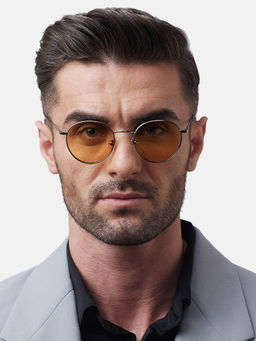 Shisen Fox - Yamato Silver - Amber Frame Orange Lens Sunglasses (50)