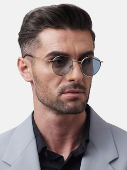 Shisen Fox - Yamato Light Gold - Light Blue Gradient Blue Lens Sunglasses (50)