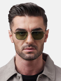 Shisen Fox - Shikaku Dark Gold - Light Green Frame Green Lens Sunglasses (54)